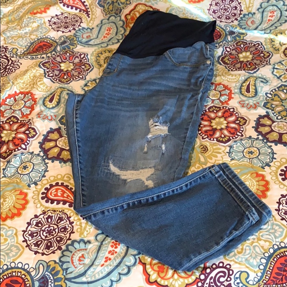 Distressed skinny ankle maternity jeans XL (16-18)